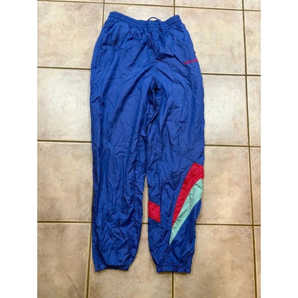 Vintage 90s Adidas Multi Flag Tag Nylon Track Pants Small Color Block Swishy